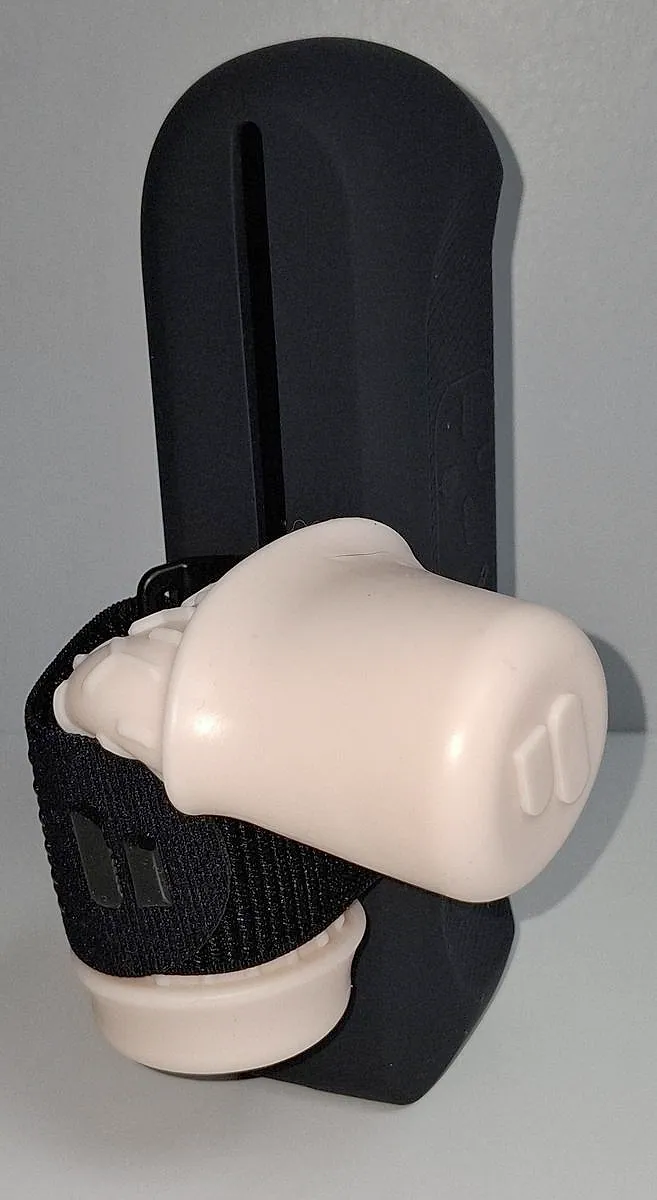 The Silk Sleeve tilted sideways in the band on the Handy 2